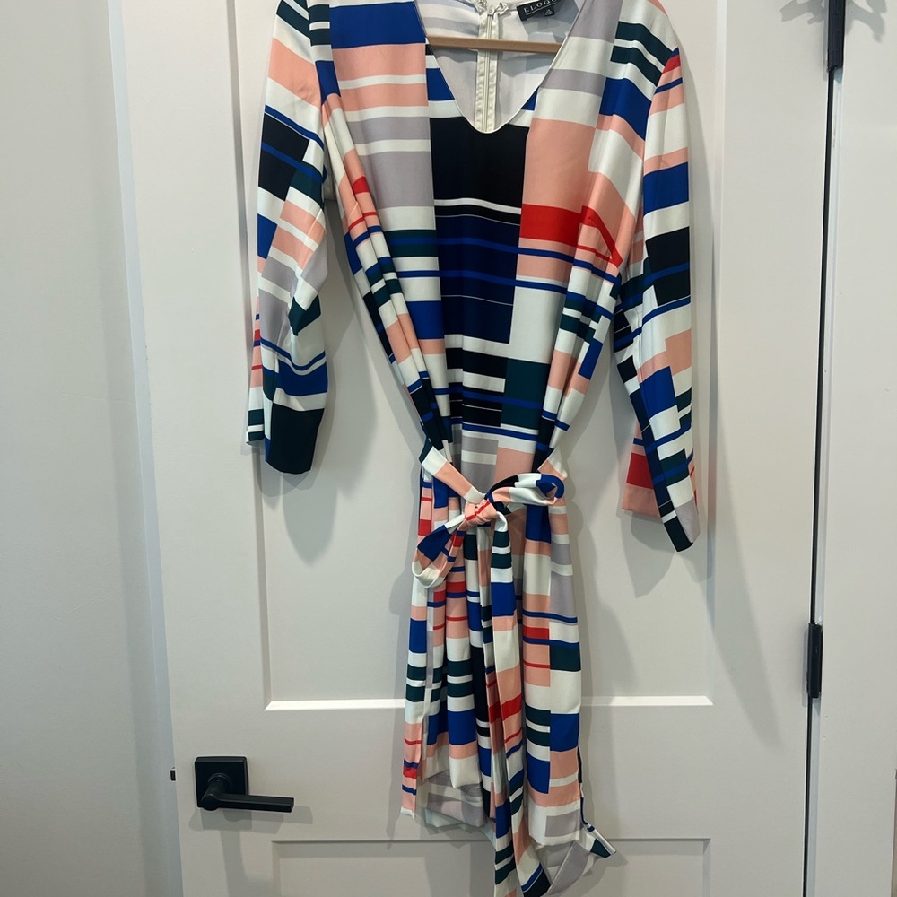 Eloquii Multi-Color Geometric Wrap Dress